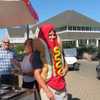 Hotdog man in hotdog suit